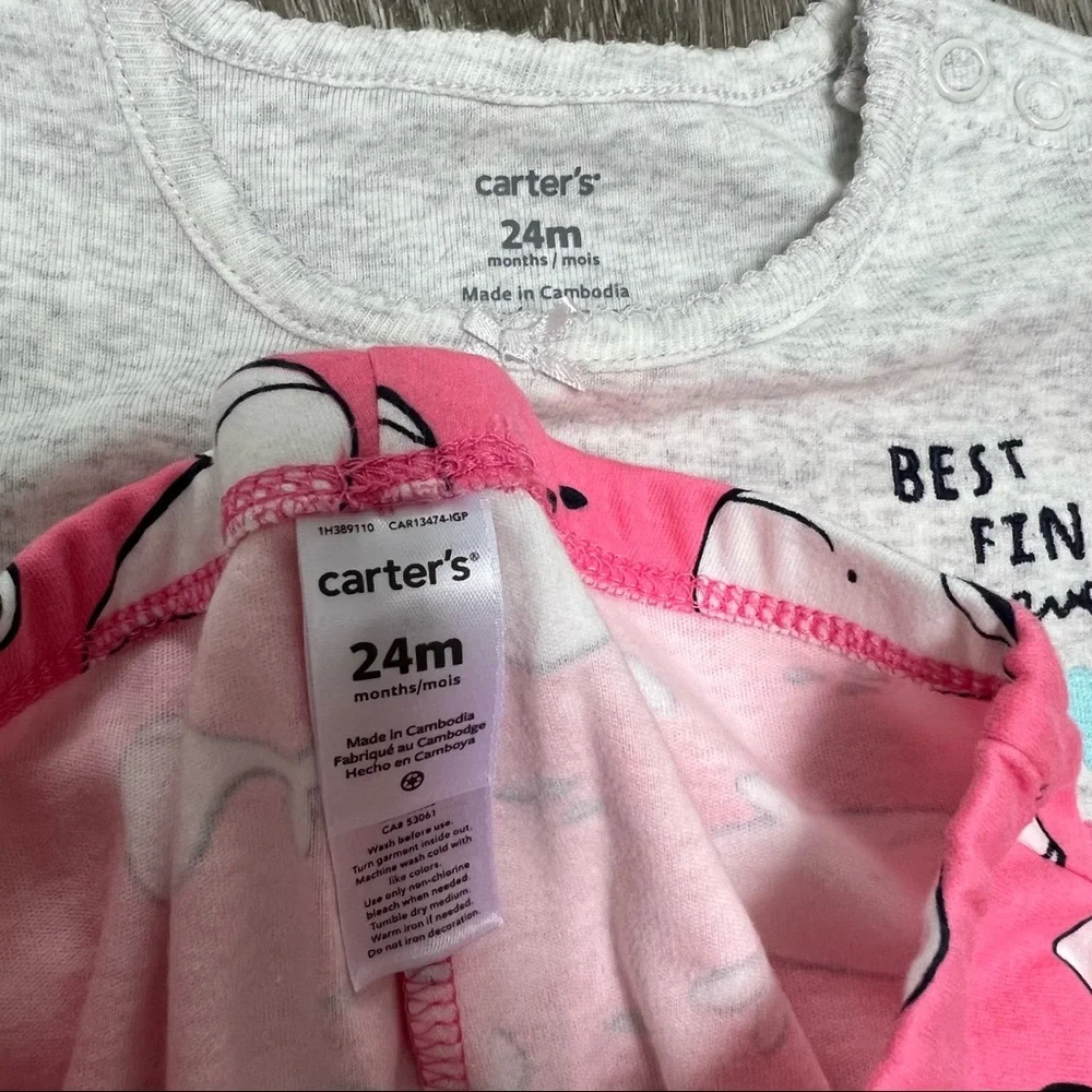 CARTERS 2PC SHORT SLEEVE BODYSUIT PANTS OUTFIT SET WHALE 24MO NWT